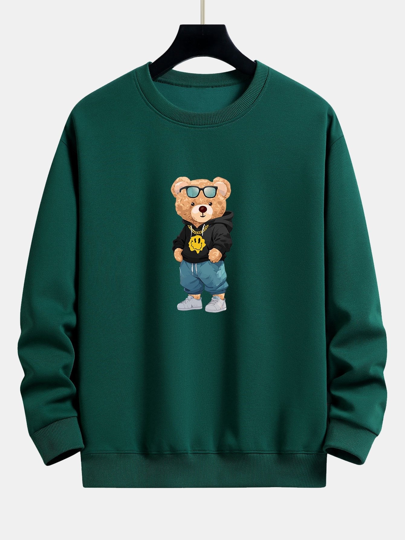 Sweat-shirt coupe décontractée à imprimé ours Hip Hop