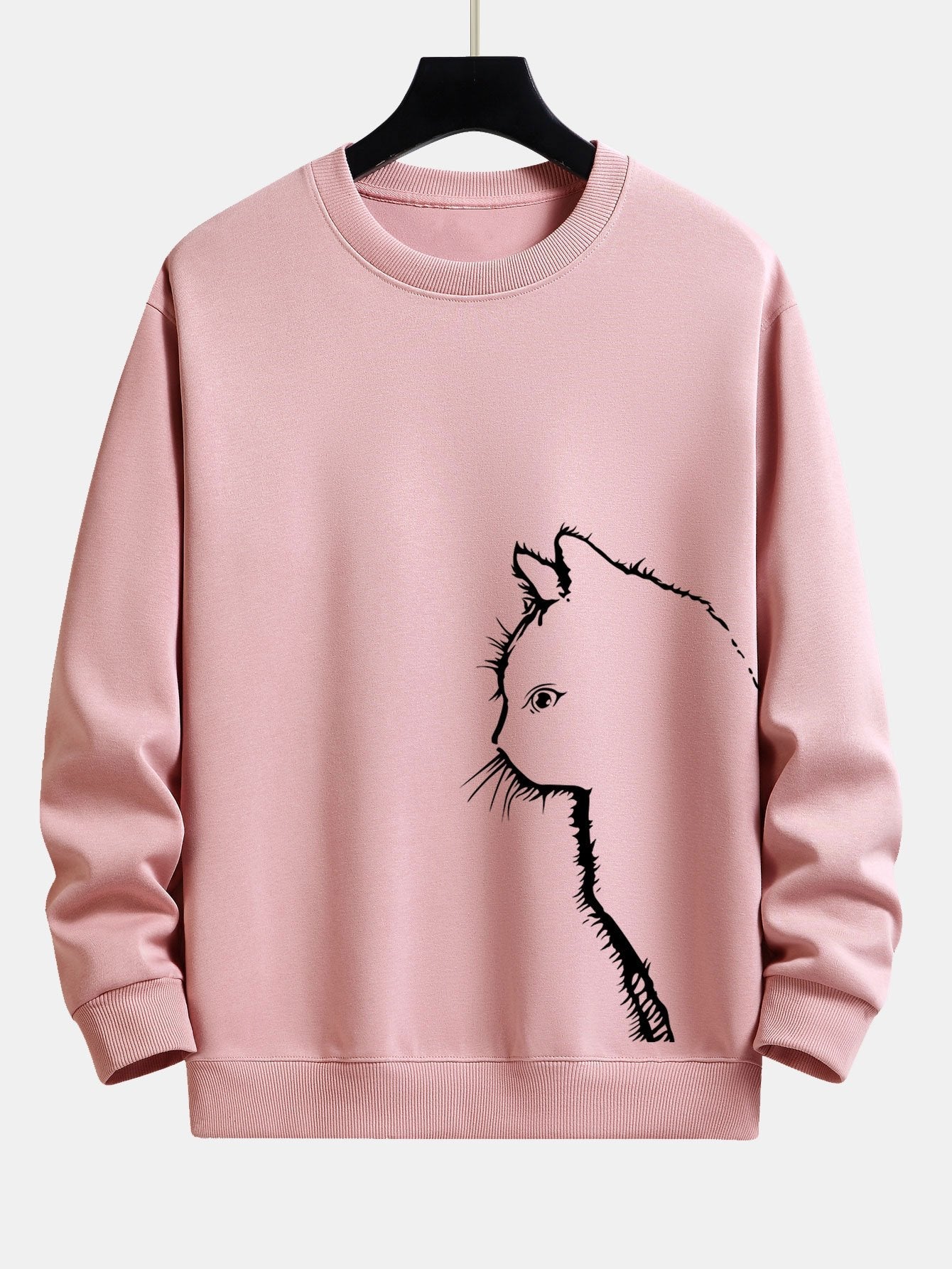 Sweat-shirt coupe décontractée à imprimé silhouette de chat