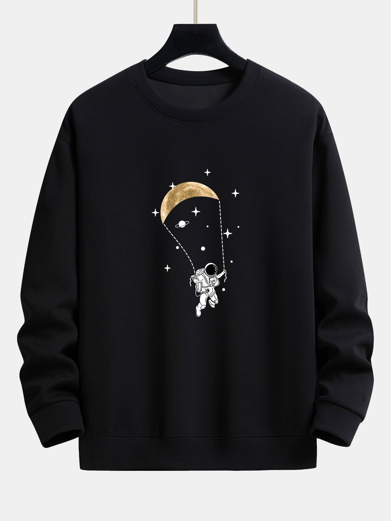 Sweat-shirt coupe décontractée à imprimé astronaute et lune