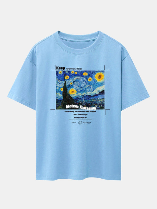 Abstract Painting Print Drop Shoulder Oversize T-Shirt