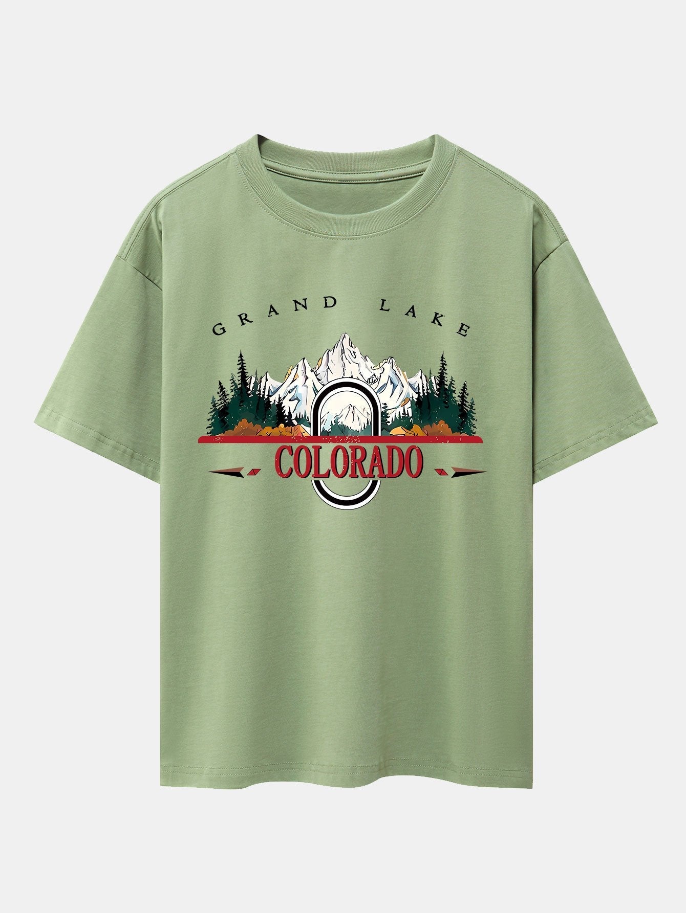 Colorado Mountain Print Drop Shoulder Oversize T-Shirt