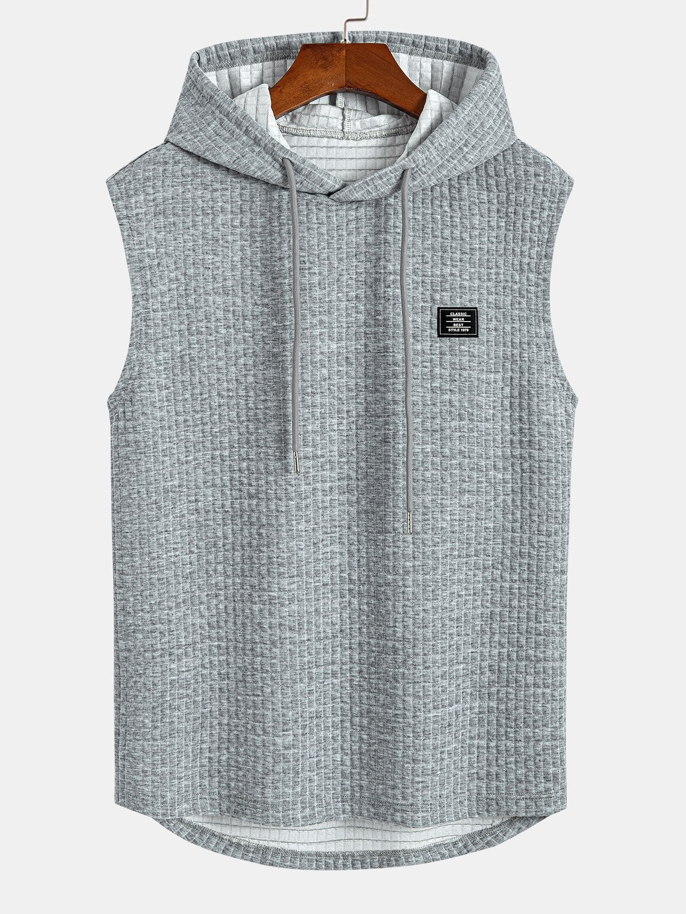 Sleeveless Waffle Hooded Vest