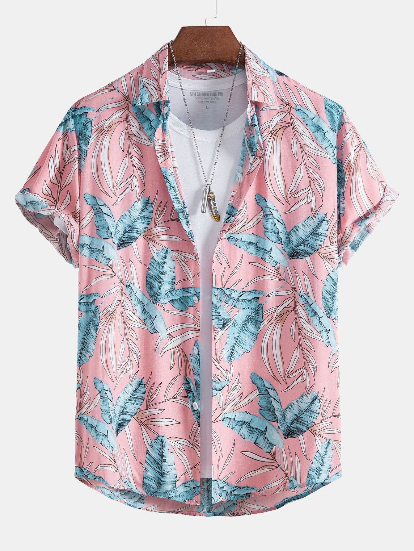 Chemise boutonnée en viscose à imprimé tropical