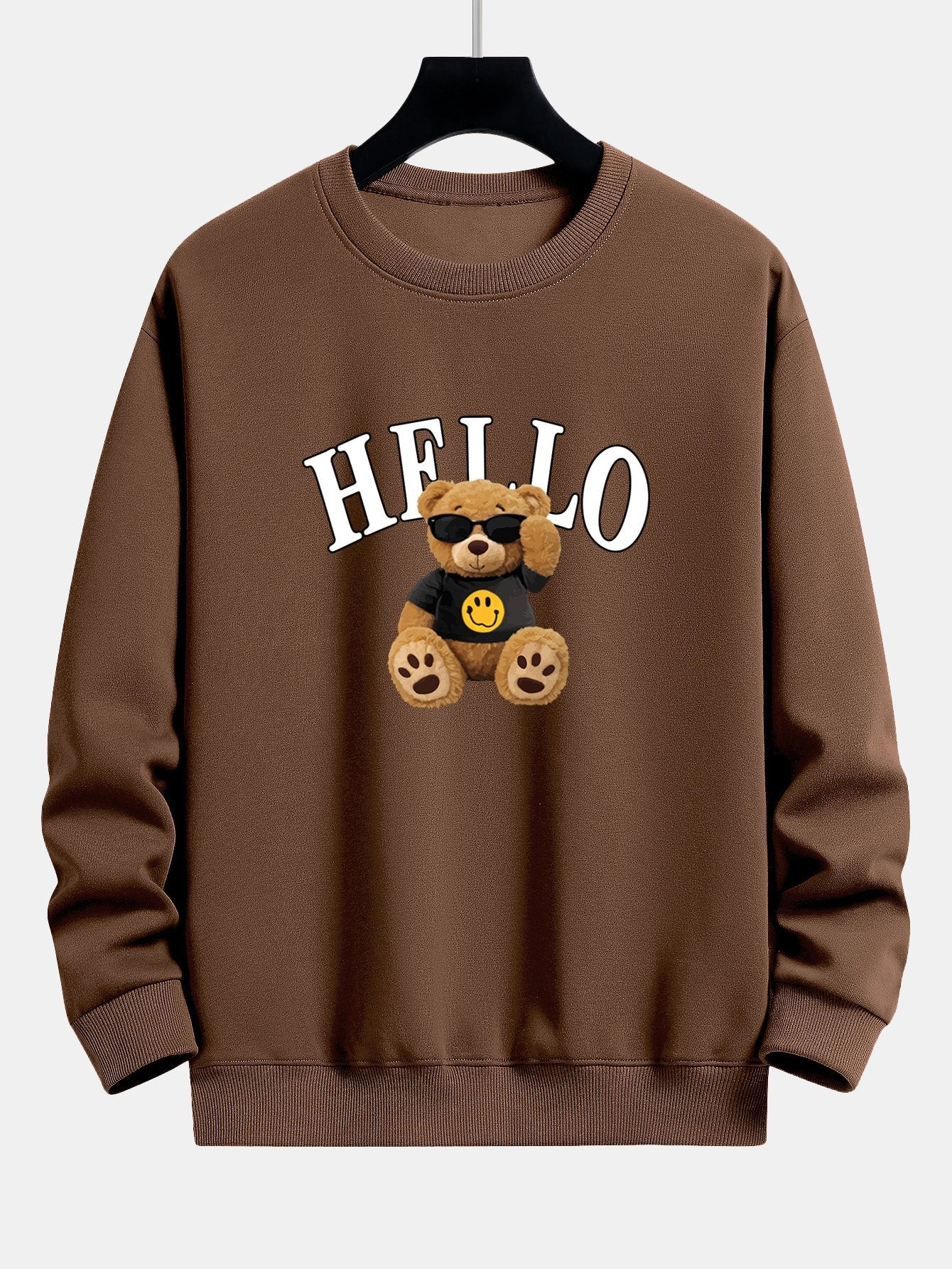 Hello Sunglasses - Sweat-shirt coupe décontractée à imprimé ours