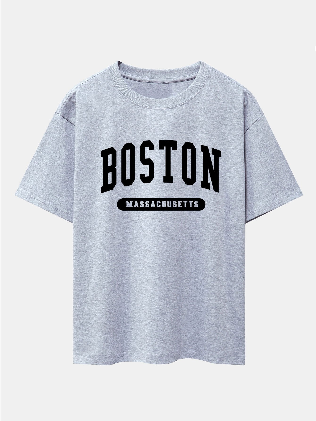 Boston Slogan Print Drop Shoulder Oversize T-Shirt