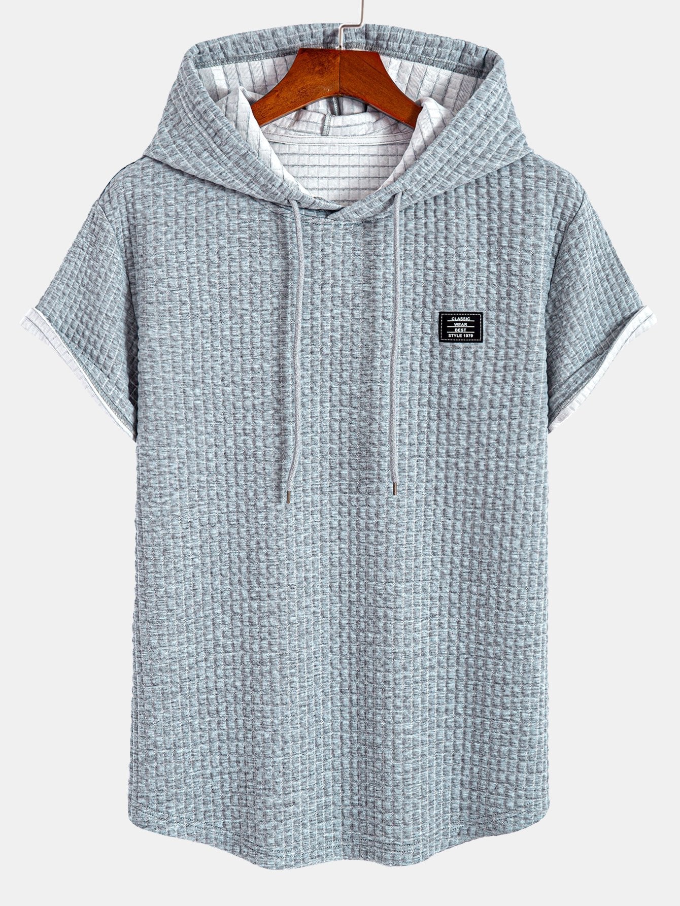 Waffle Hooded Arc Hem T-Shirt