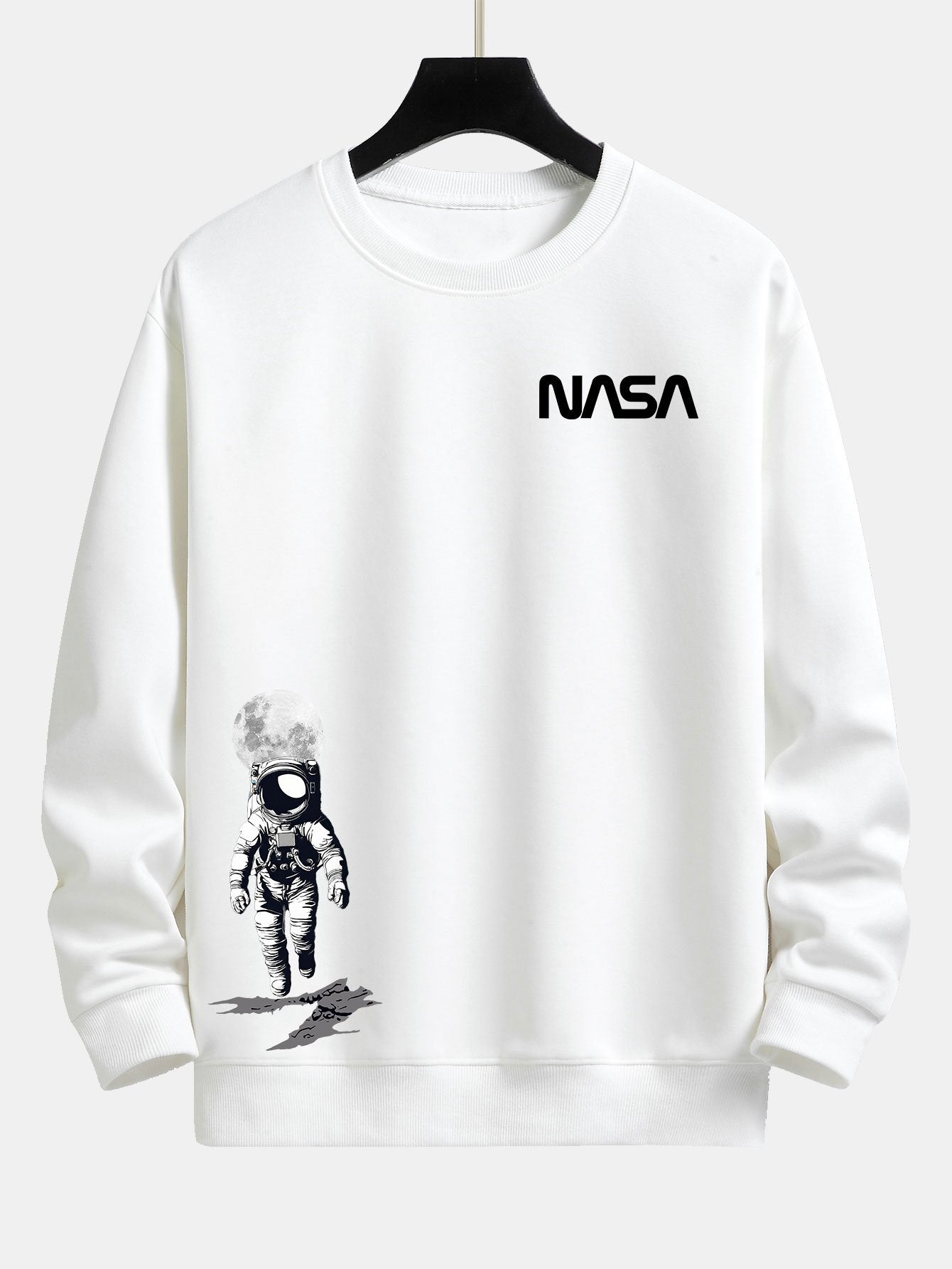 Sweat-shirt coupe décontractée à imprimé astronaute de la NASA