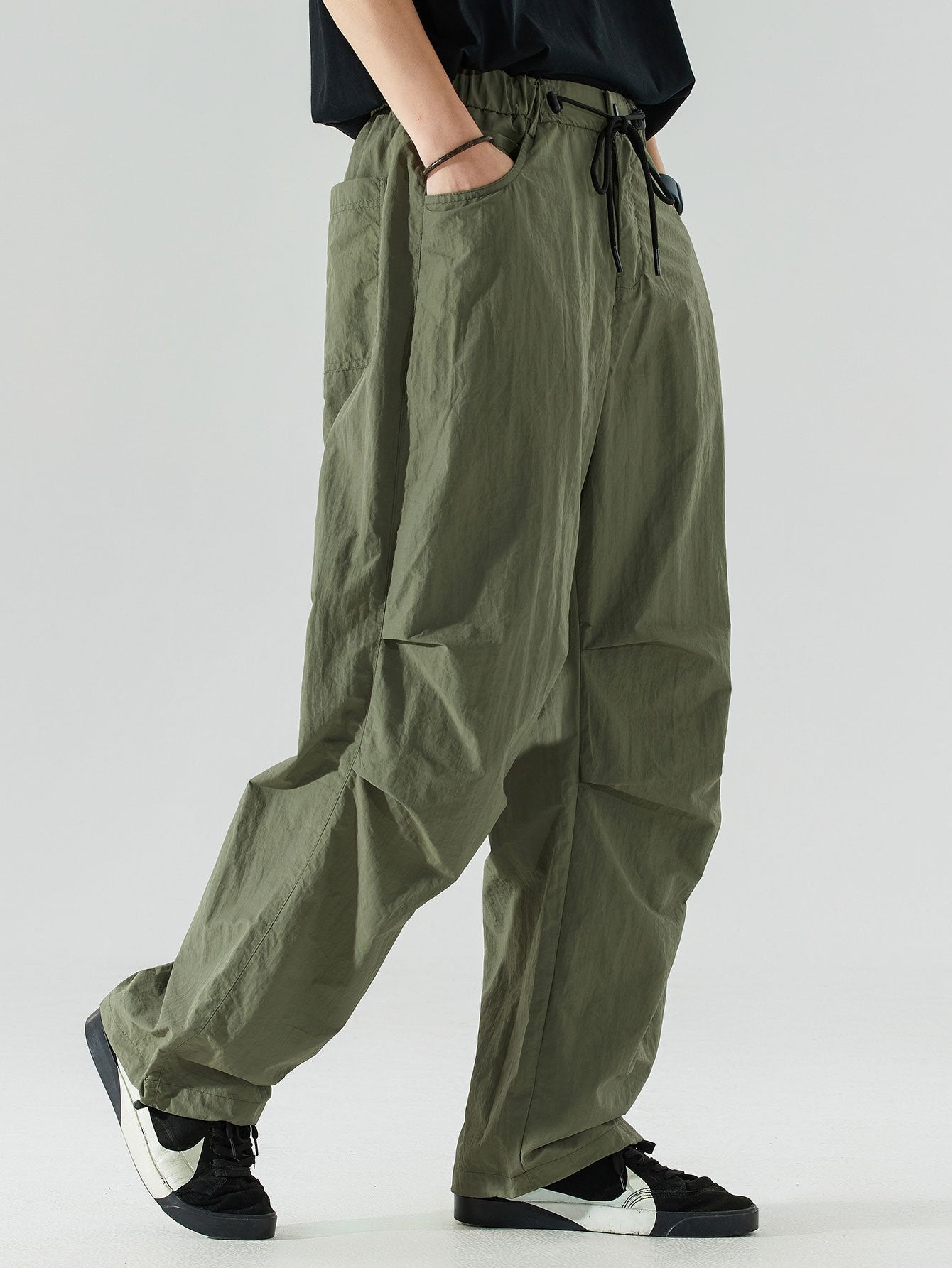 Elastic Waist Parachute Pants