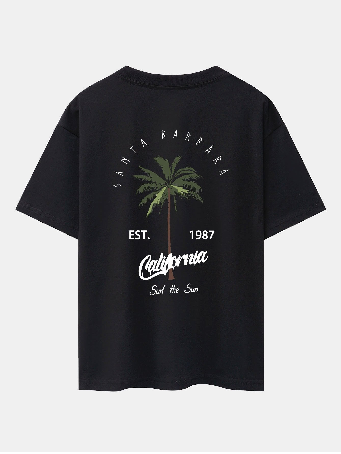 California Palm Tree Print Drop Shoulder Oversize T-Shirt