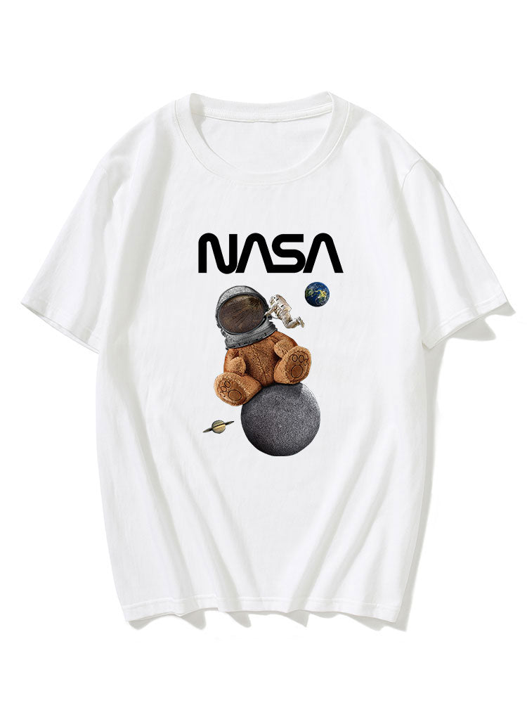 Space Bear Print T-Shirt