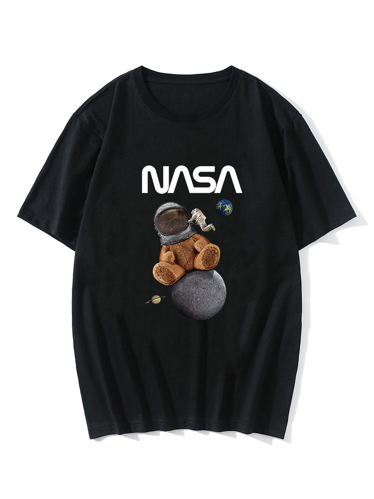 Space Bear Print T-Shirt