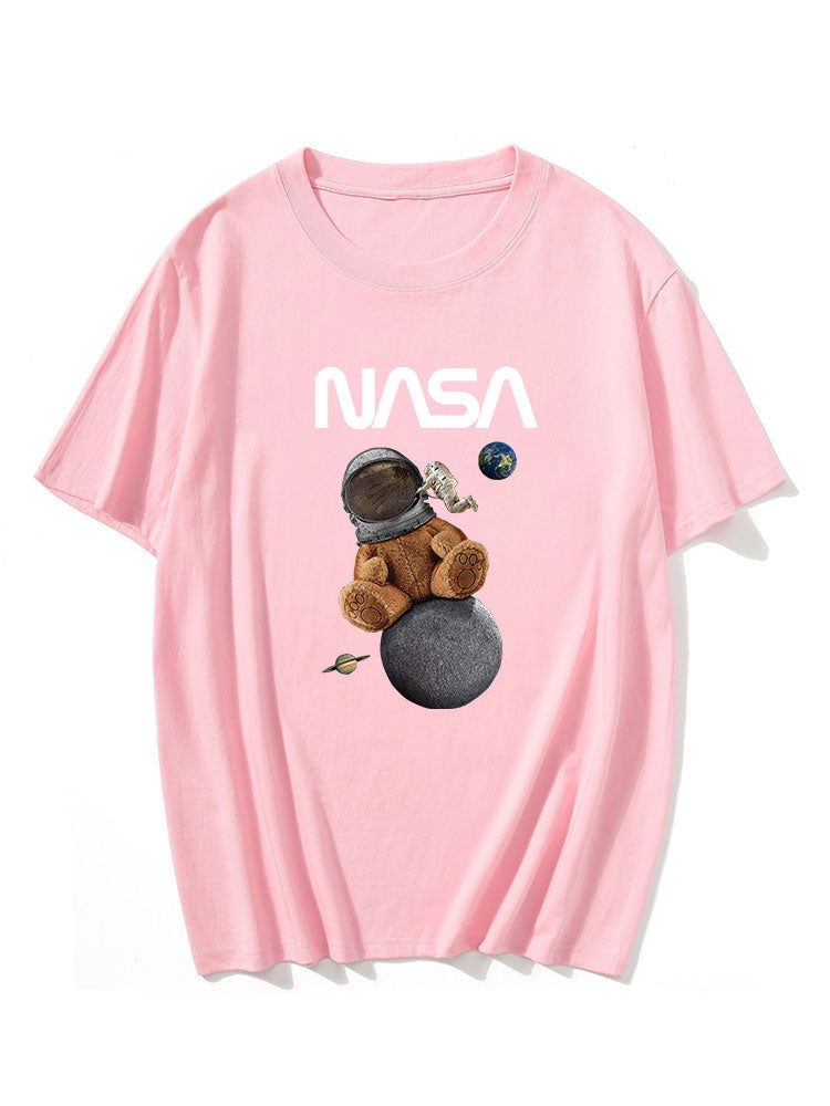 Space Bear Print T-Shirt