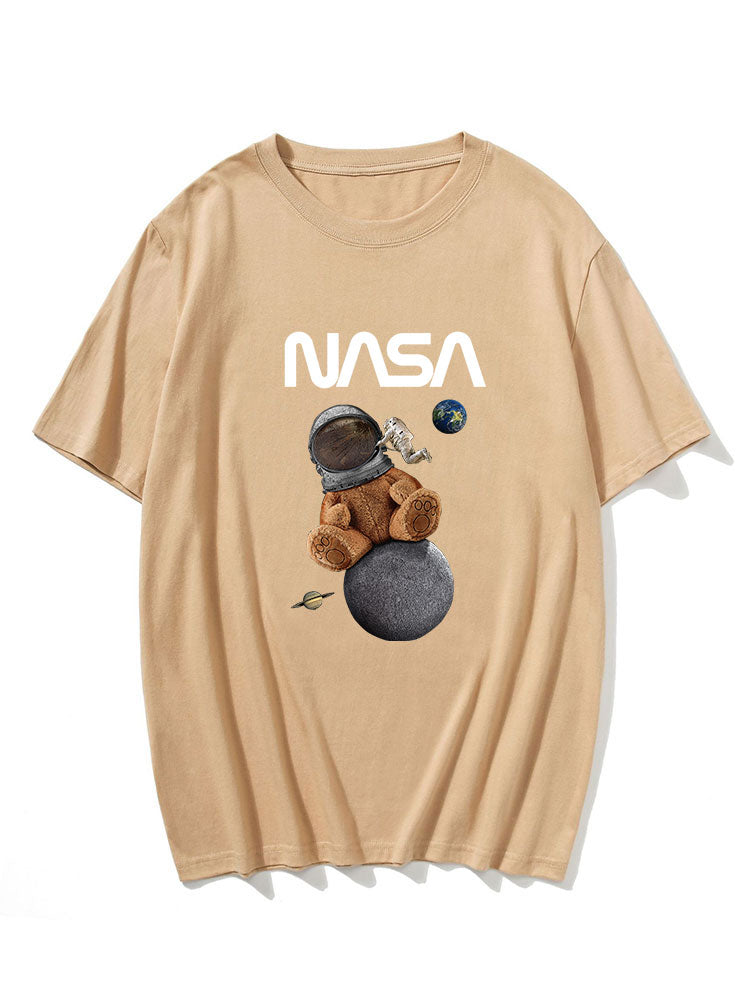 Space Bear Print T-Shirt