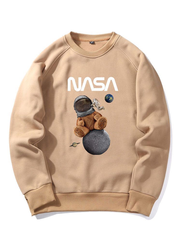 Space Bear Print Raglan Sleeves Sweatshirt