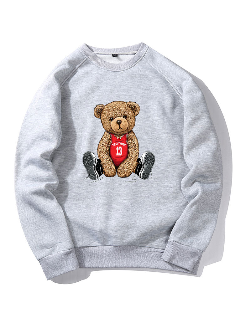 Sweat-shirt à manches raglan et imprimé ours New York