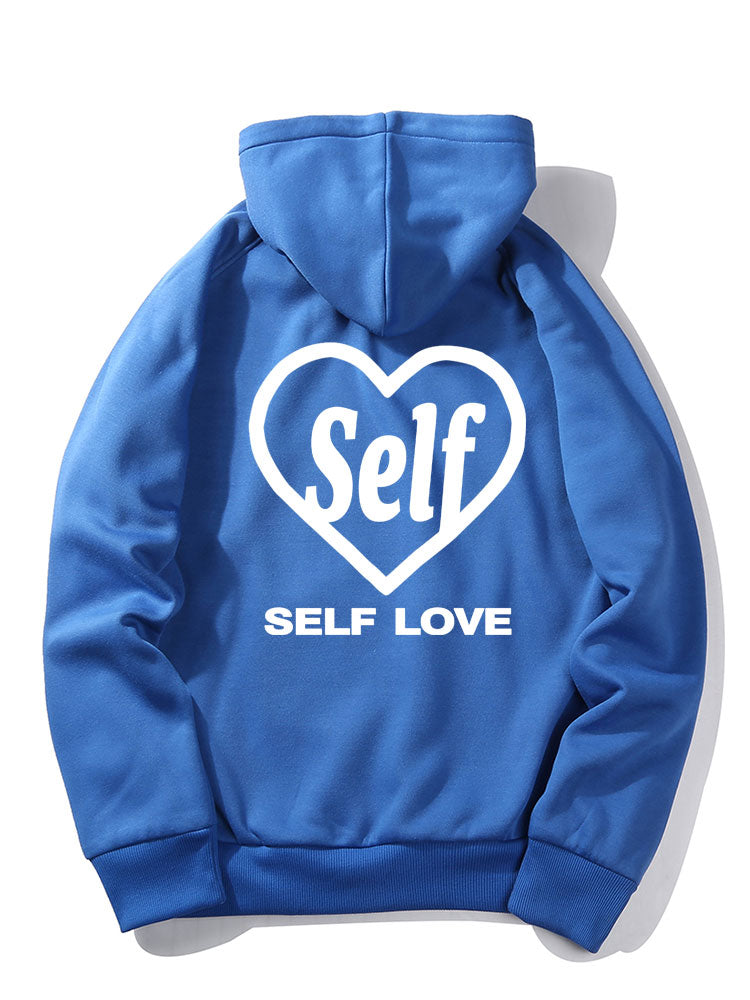 Sweat à capuche imprimé avec slogan d'amour de soi