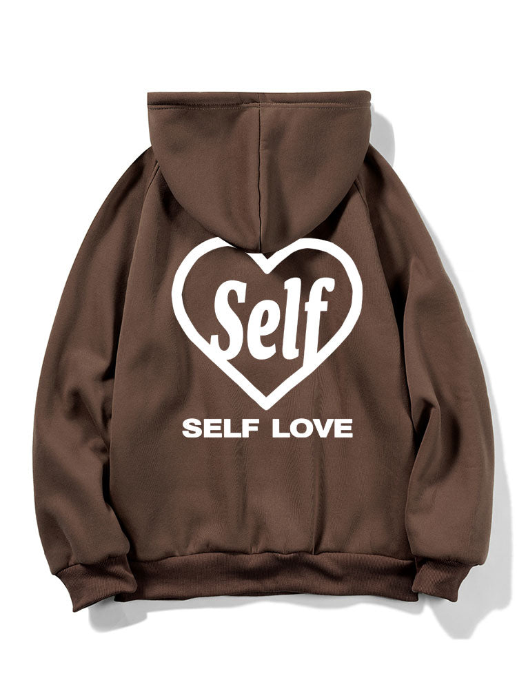 Sweat à capuche imprimé avec slogan d'amour de soi