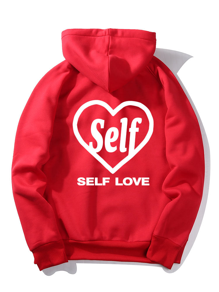 Sweat à capuche imprimé avec slogan d'amour de soi