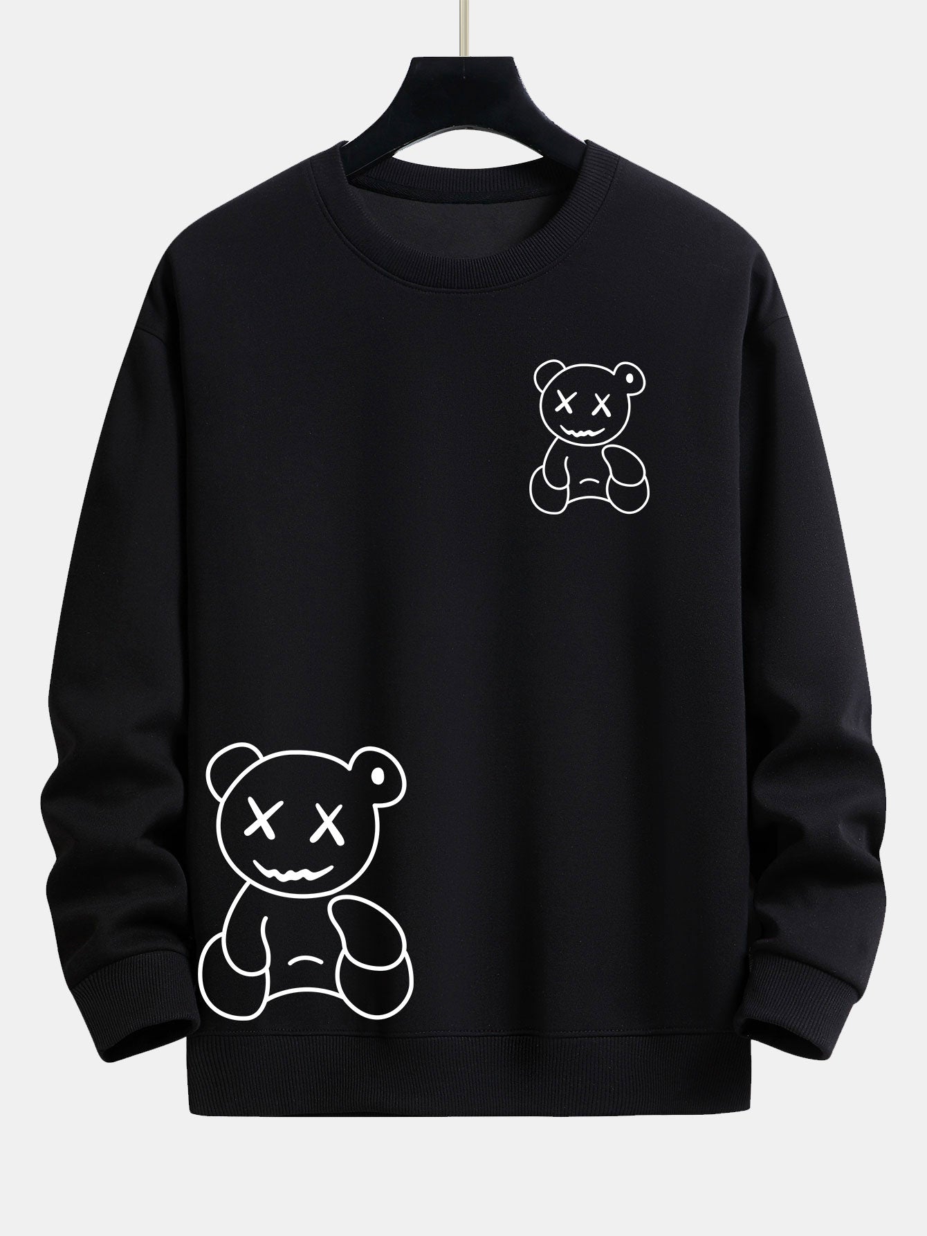 Line Shaped Bear Print Relax Fit Sweatshirt