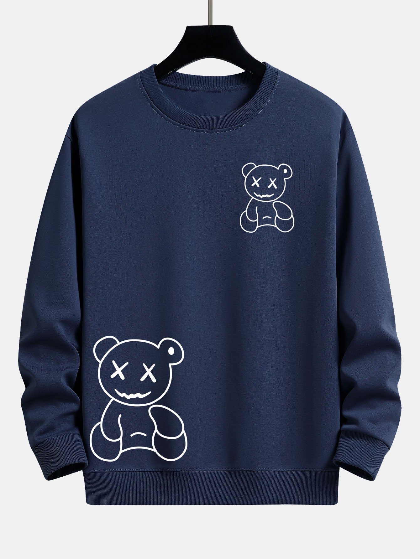 Line Shaped Bear Print Relax Fit Sweatshirt